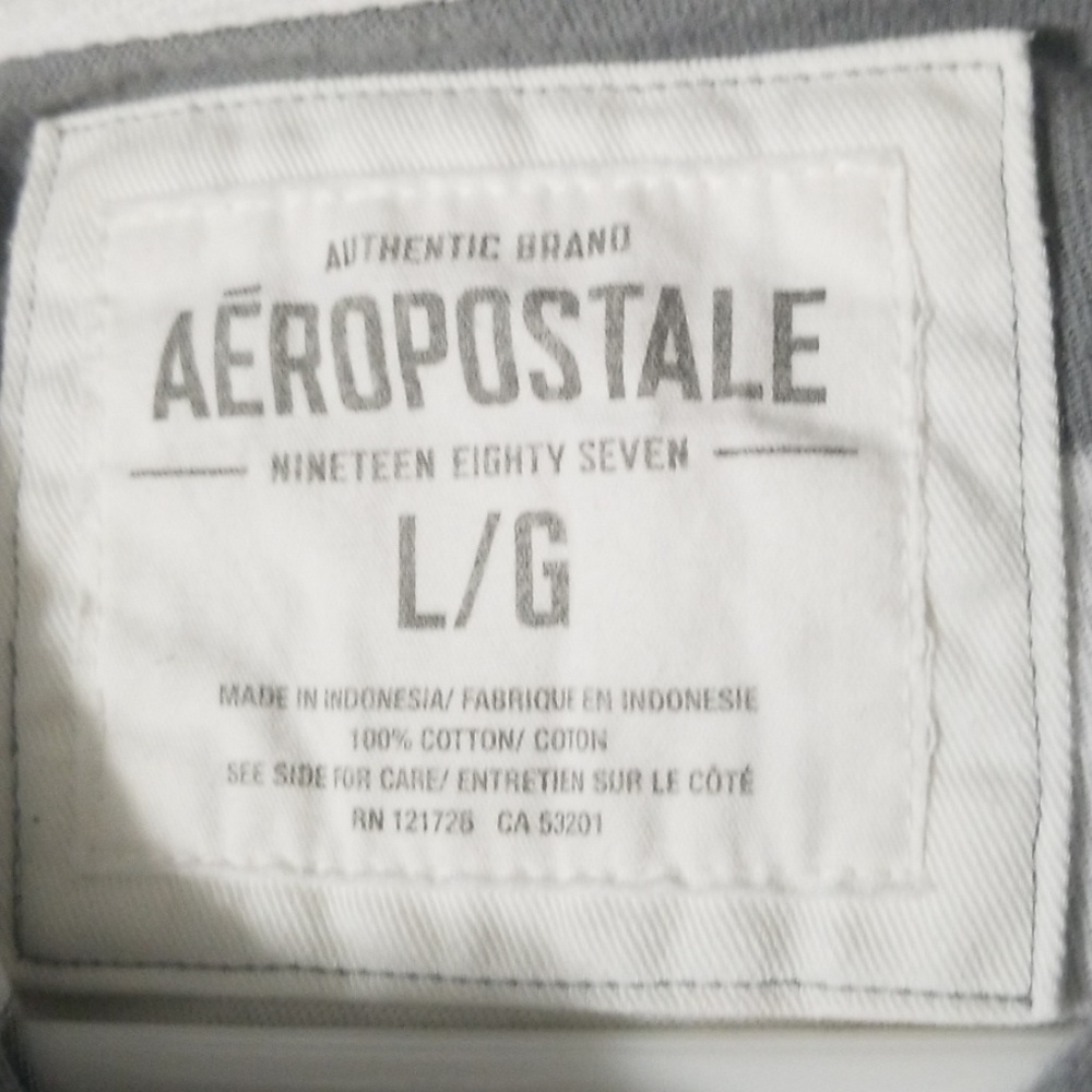 Aeropostale mens polo,  size L, white/gray - Picture 2 of 2